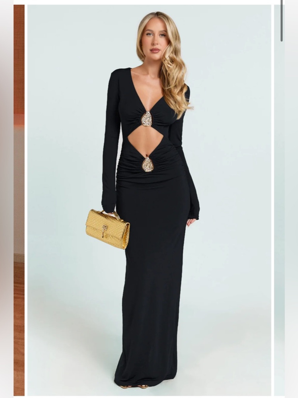 Showpo Black Dakota Maxi Dress with Jeweled Cutouts
